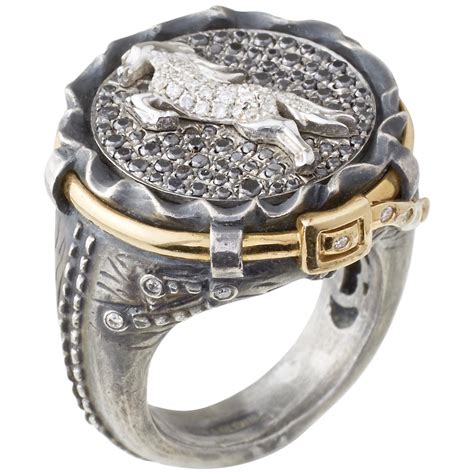 Rare bague HERMES t 51 52 fer a cheval or argent .